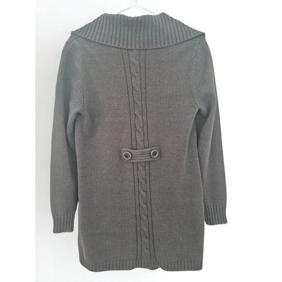 Style & Co Womens Sweater Blazer Sz M Cable Knit Long Cardigan Chunky Gray - Picture 2 of 6